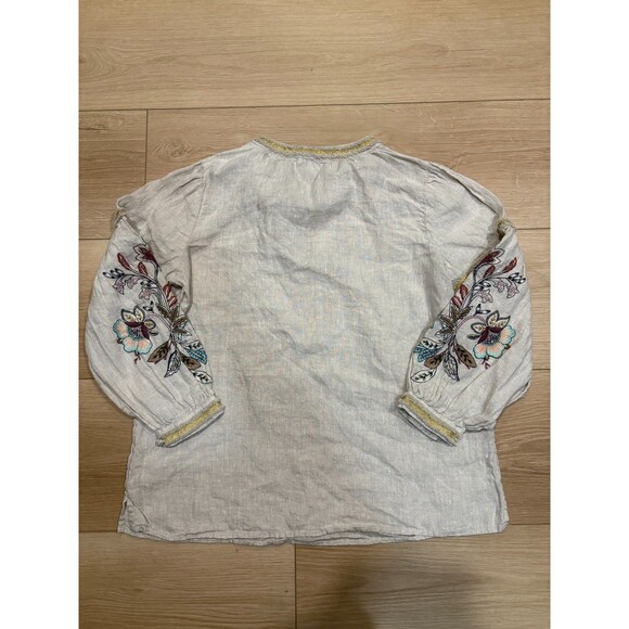 Chico's Embroidered Linen Peasant Top Tunic Boho Festival Blouse Size 0.5 (US 6) - Picture 10 of 10